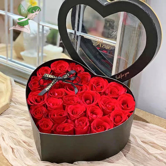 Bouquet de roses artificielles en forme de cœur